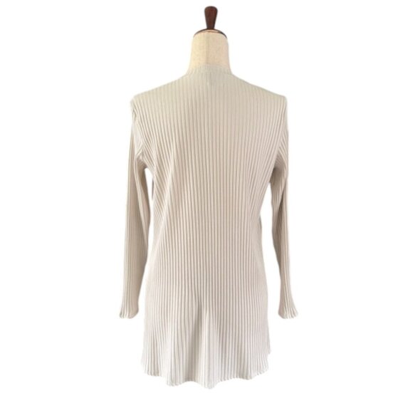 Eileen Fisher Womens Textured Stretch Rib Crew Neck Tunic Bone Long Sleeve M EUC - Picture 10 of 11